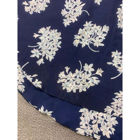 Vintage Christian Dior Lingerie Nightgown Dress Medium Navy Floral Print Lace - Picture 4 of 6